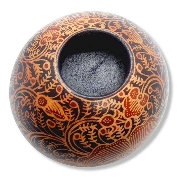 2 Tribal Gypsy Boho Hand Painted Batik Wood Candle Tealight Holder Balls Staging - Picture 12 of 16